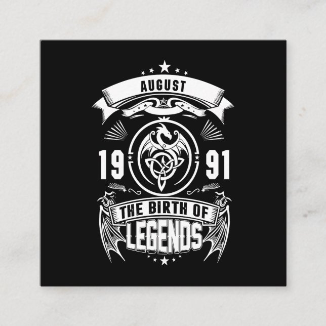 August Gift | 1991 Legendarnas födelse Fyrkantigt Visitkort (Framsida)