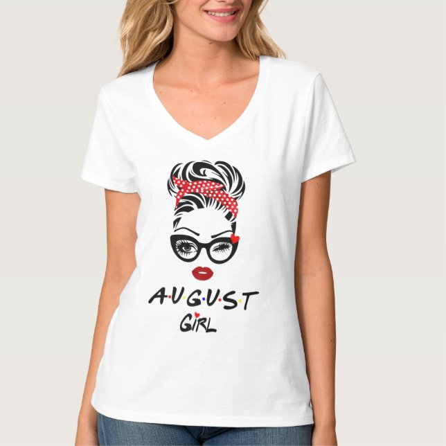 August Girl Wink Öga Woman Ansikte Wink Ögon Dam T Shirt (Framsida)