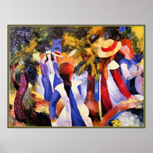 August Macke art, Girl in Greenery Poster (Framsidan)