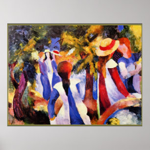 August Macke art, Girl in Greenery Poster