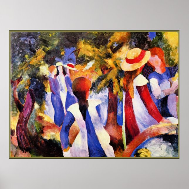 August Macke art, Girl in Greenery Poster (Framsidan)