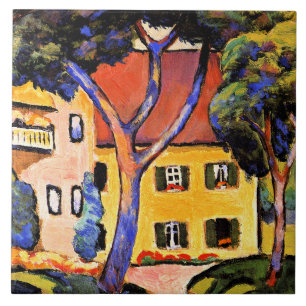 August Macke art, House in a Ligcape Kakelplatta