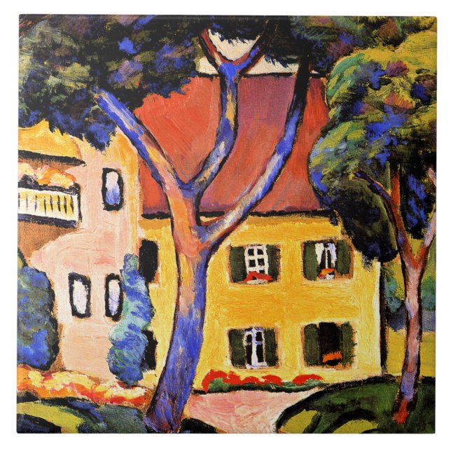 August Macke art, House in a Ligcape Kakelplatta (Framsidan)
