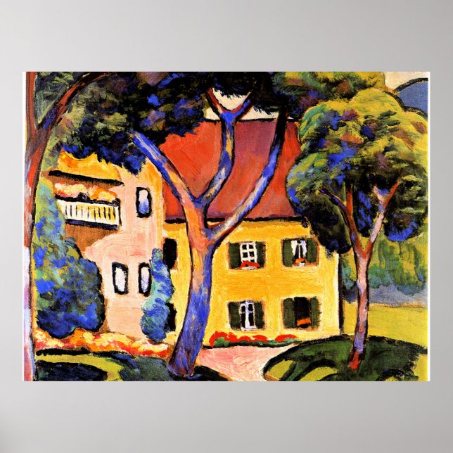 August Macke art, House in a Ligcape Poster (Framsidan)