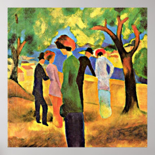 August Macke art: Kvinna i Grönt Jacka, Poster