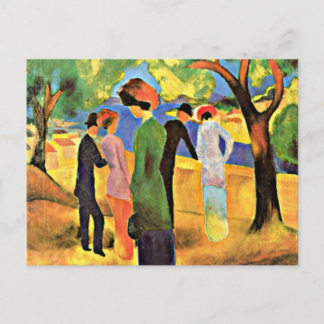 August Macke art: Kvinnor i Grönten Jacka Vykort (Framsida)