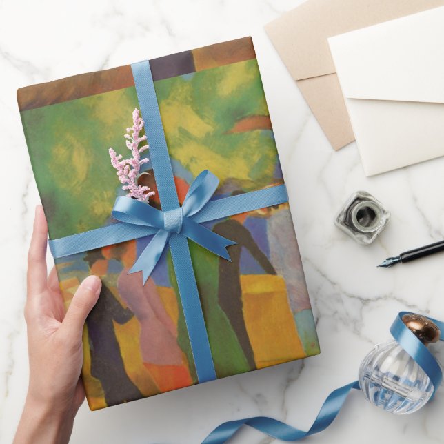 August Macke Dam i Grönt Jacka Wrapping Papper Presentpapper (Gifting)