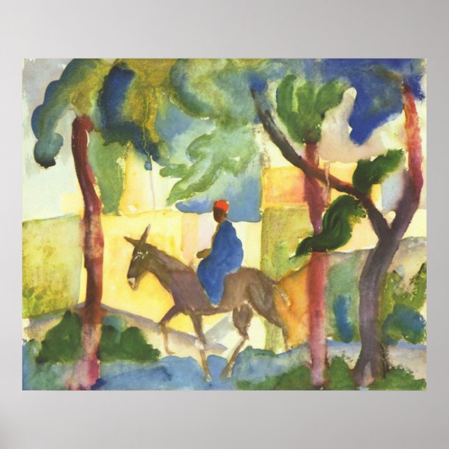 August Macke - Donkey Rider 1914 Eselreiter Poster (Framsidan)