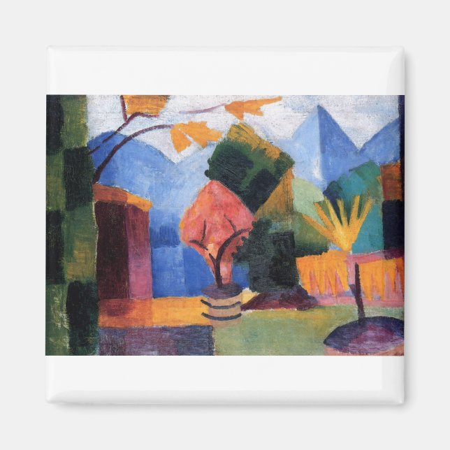 August Macke - Garden at Thuner Sjö 1913 oil Magnet (Framsidan)