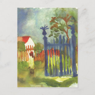 August Macke - Garden Grind 1914 Gartentor Vykort