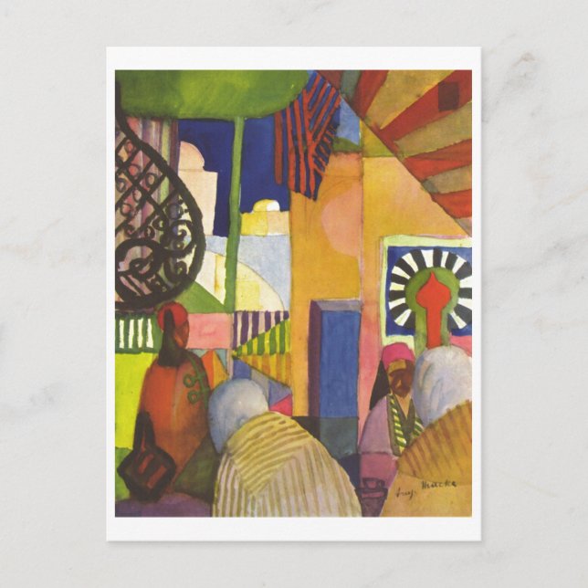 August Macke - Im Basar - 1914 in the Bazaar Vykort (Framsida)
