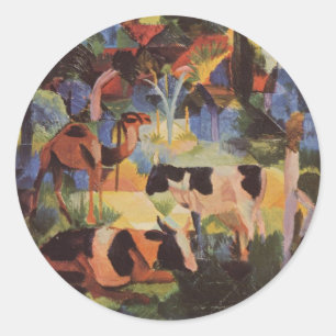 August Macke Ligcape med Kor och Camel Runt Klistermärke
