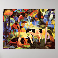 August Macke - Liggande med kor och kamel