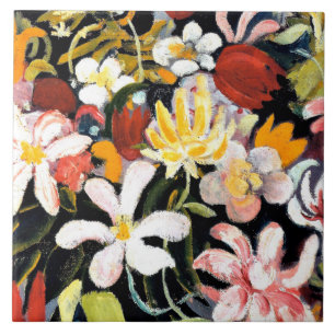 August Macke-målning, Carpet of Flowers Kakelplatta