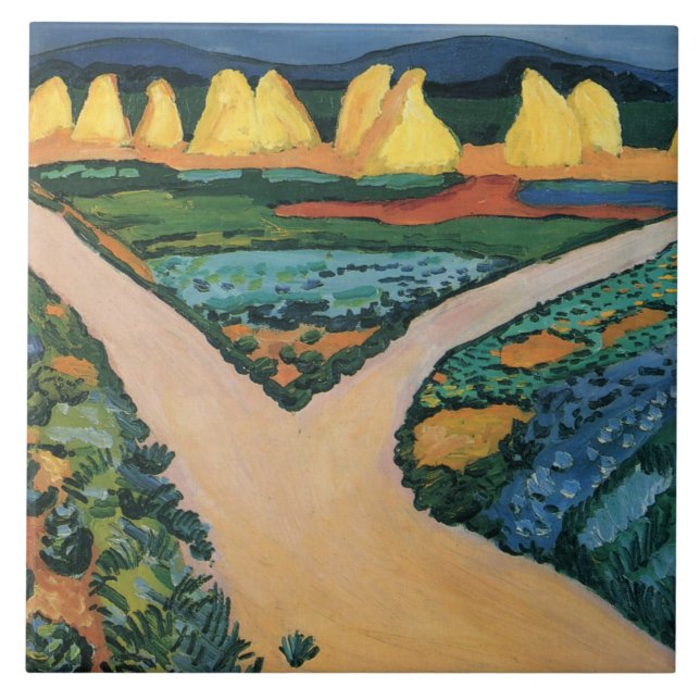 August Macke-målning, Vegetable Fält Kakelplatta (Framsidan)