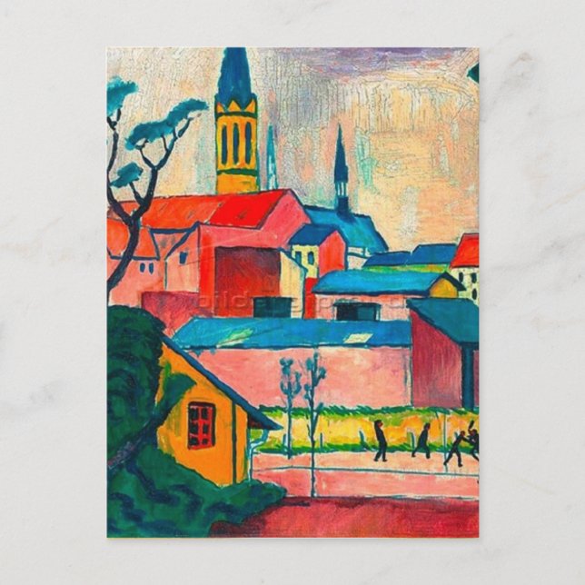 August Macke - Marienkirche, konsmålning av bra Vykort (Framsida)