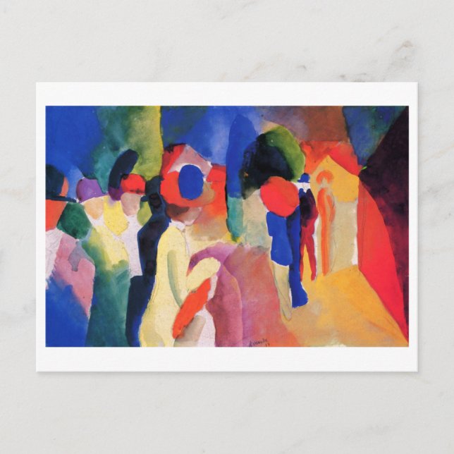 August Macke - Med Gult Jacka 1913 Watercolor Vykort (Framsida)