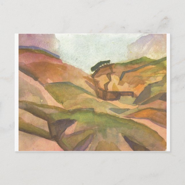 August Macke - Schlucht 1914 Watercolor Vykort (Framsida)