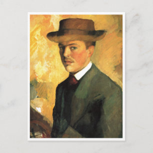 August Macke - Självporträtt med Hat 1909 Oil Vykort
