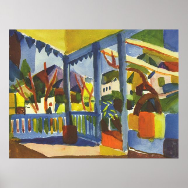 August Macke - Terrasse i St. Germain 1914 Poster (Framsidan)