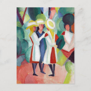 August Macke Tre tjejer i gult strå hattar I Vykort