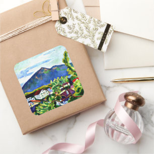 August Macke - Vår Landskap i Tegernsee Fyrkantigt Klistermärke