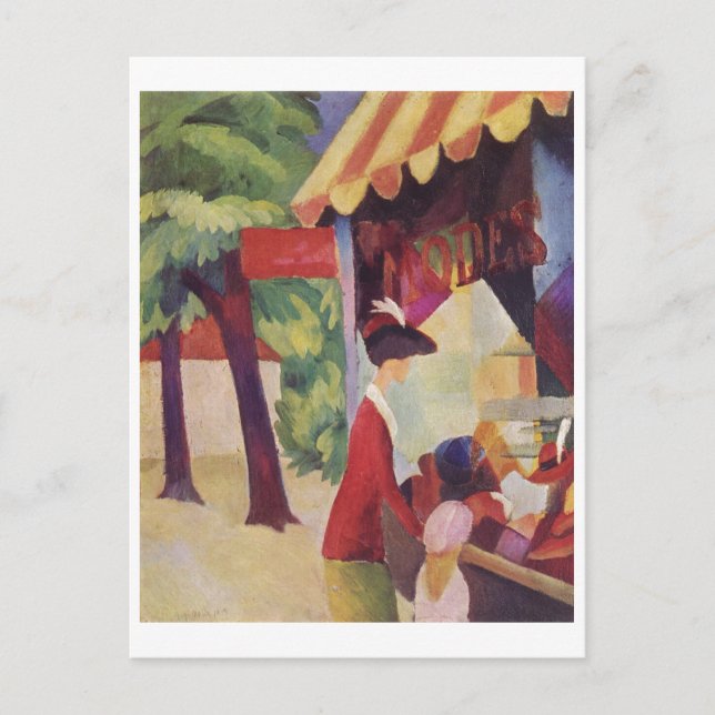 August Macke - Vor dem Hutladen 1913 Oil Vykort (Framsida)