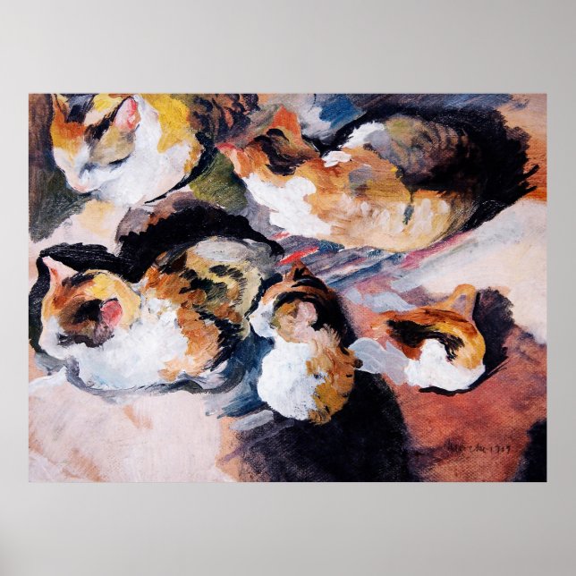 August Mackes Katzenstudien-studie av en katt 1909 Poster (Framsidan)