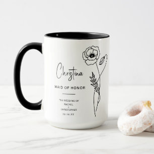 August Maid of honor Poppy Birth Flower Mugg