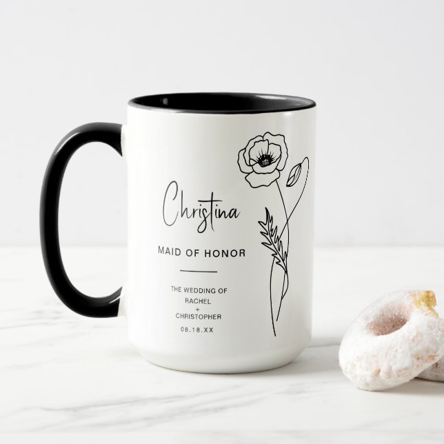 August Maid of honor | Poppy Birth Flower Mugg (Med munk)