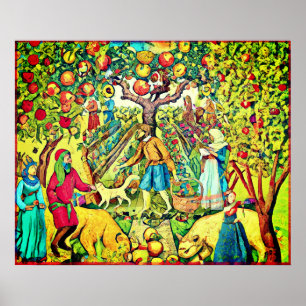 August Naive Folk Art Summer Firande Poster