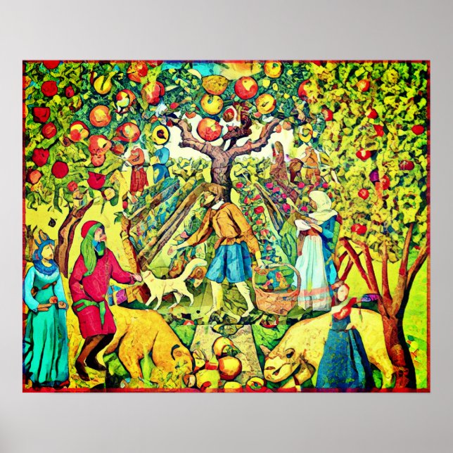 August Naive Folk Art Summer Firande Poster (Framsidan)