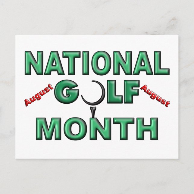 August - National Golf Month Vykort (Framsida)