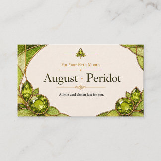 August Peridot Birthstone Shop Card Visitkort