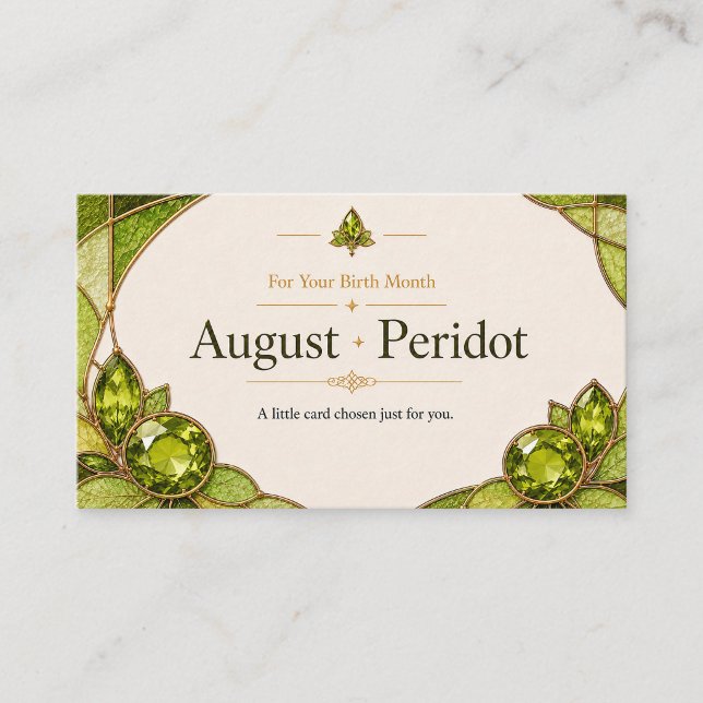 August Peridot Birthstone Shop Card Visitkort (Skapare uppladdad)