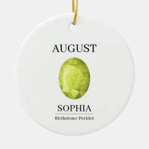 August Peridot Personlig Födelsedag Julgransprydnad Keramik