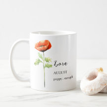 AUGUST POPPY BIRTH FLOWER MÅNAD NAMN GIFT