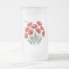 August Poppy Bloom - Personlig Birthday Gift Frostat Ölglas