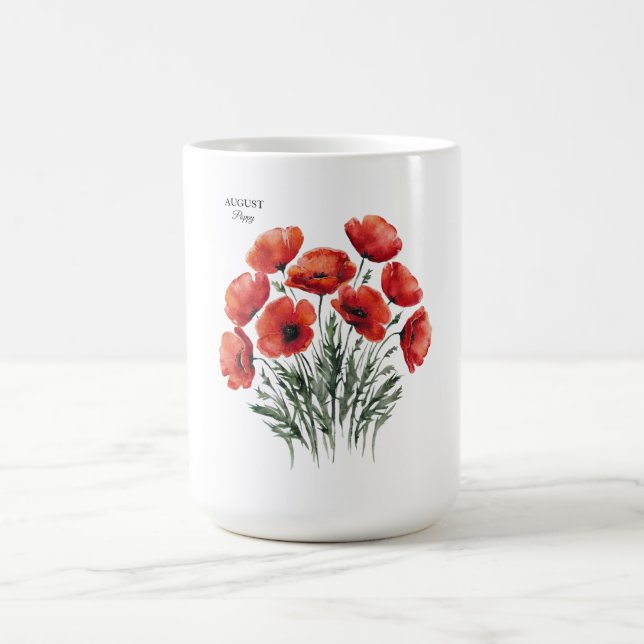 August Poppy Bloom - Personlig Birthday Gift Kaffemugg (Center)