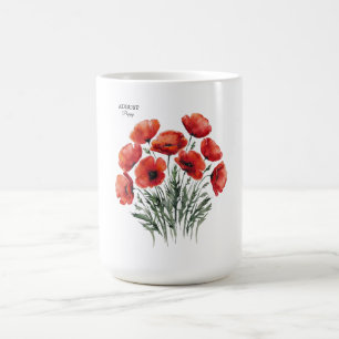 August Poppy Bloom - Personlig Birthday Gift Kaffemugg