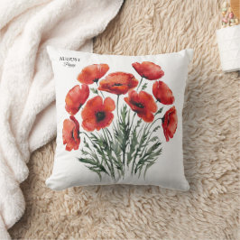 August Poppy Bloom - Personlig Birthday Gift Kudde