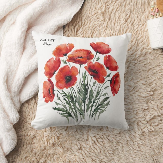 August Poppy Bloom - Personlig Birthday Gift Kudde (Filt)