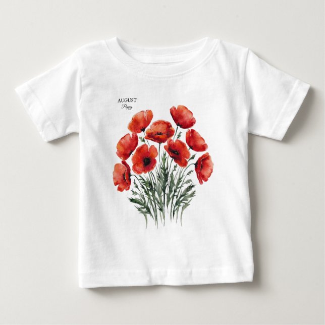 August Poppy Bloom - Personlig Birthday Gift T Shirt (Framsida)