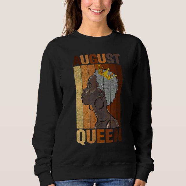 August Queen Birthday African American Black Woman T Shirt (Framsida)