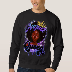 August Queen Black Women Black Queen Lycklig Birth Lång Ärmad Tröja