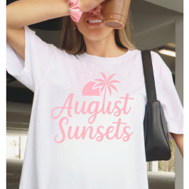August Solnedgångar Palmträd Sommar T Shirt