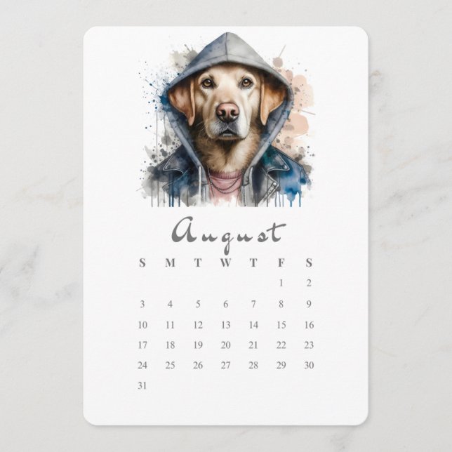 August stand Ensam Calendar Hund Art Meny (Framsida)