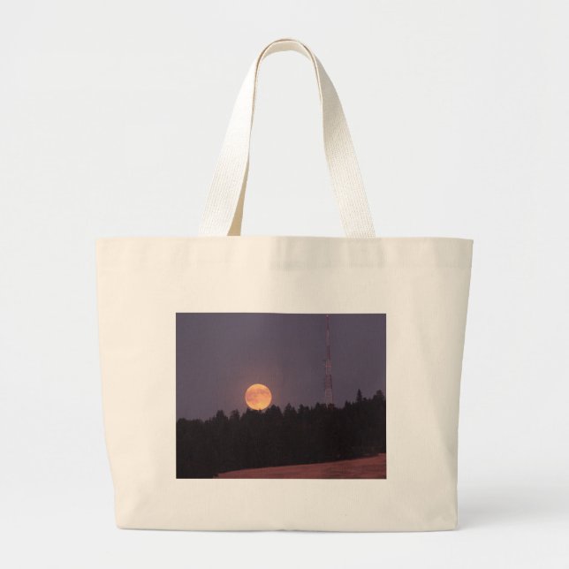 August Supermoon över Paradise Ridge Large Tote Ba Jumbo Tygkasse (Framsidan)
