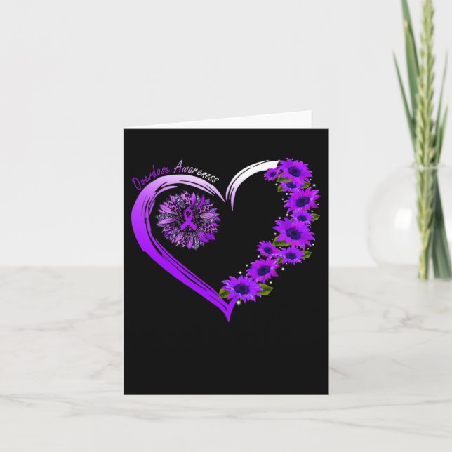 August Vi Bära Lila Overdose Awareness Solros Kort (Framsida)