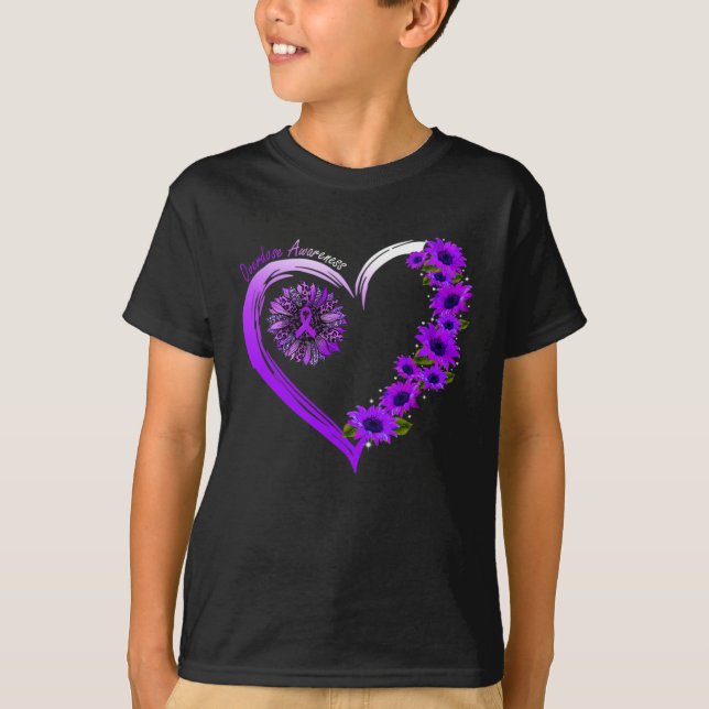 August Vi Bära Lila Overdose Awareness Solros T Shirt (Framsida)